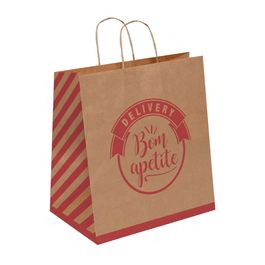 Sacola de Papel Linha Delivery Pardo / Vermelho