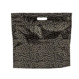 Sacola Laminada Metalizada Com Zíper Vibes Preto / Ouro