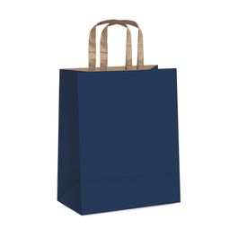 Sacola De Papel Com Alça Chata Liso Azul