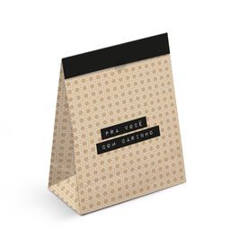 Saco De Papel Para Presente Rattan Preto / Branco / Pardo