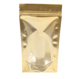 Saco Zipado Liso Ouro / Incolor