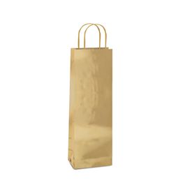 Sacola De Papel Liso Metalizado Ouro