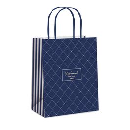 Sacola De Papel Royal Azul / Ouro