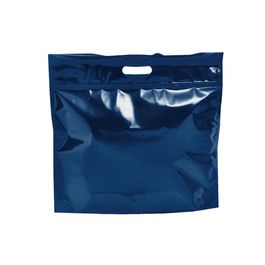Sacola Laminada Metalizada Com Zíper Liso Azul