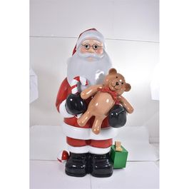Papai Noel Decorativo Com Urso Vermelho / Branco