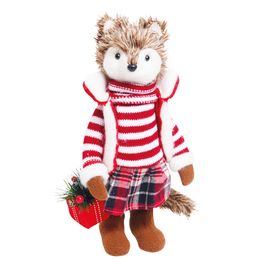 Raposa Saia Xadrez E Camisa Listrada Marrom/Branco/Vermelho M C/1 Un