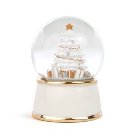 Globo De Agua Natalino Branco / Dourado