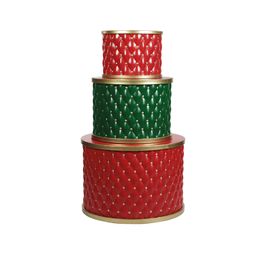 Caixa De Presente Decorativa Natalina Vermelho / Ouro