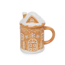 Caneca Natalina Marrom Claro / Branco