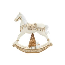 Cavalo Decorativo Balanço Branco / Ouro