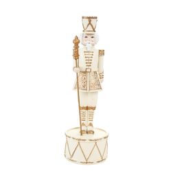 Soldado De Chumbo Decorativo Com Cajado Branco / Ouro