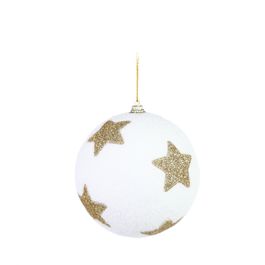 Enfeite Bola Com Estrelas Branco