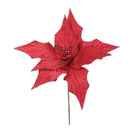 Flor Decorativa Poinsetia Vermelho