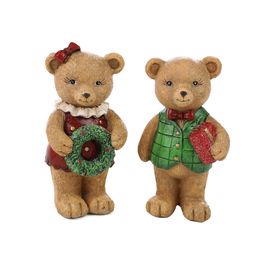 Urso Decorativo Resina Marrom / Verde