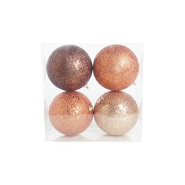 Enfeite Bola Com Glitter Marrom Claro