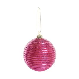Enfeite Bola Com Glitter Fucsia