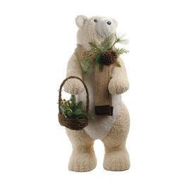 Urso Decorativo Com Cesta Bege