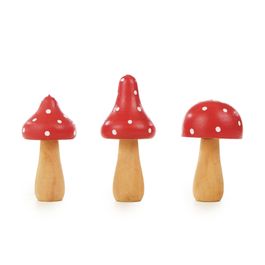 Cogumelo Decorativo Madeira Vermelho