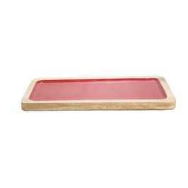 Bandeja Retangular Mdf Vermelho / Marrom
