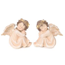 Anjo Decorativo Em Resina Bege / Ouro