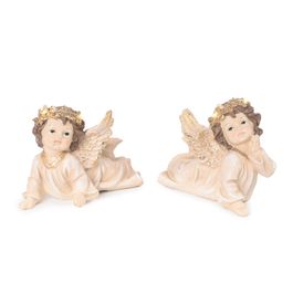 Anjo Decorativo Em Resina Bege / Ouro