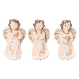 Anjo Decorativo Em Resina Branco / Ouro