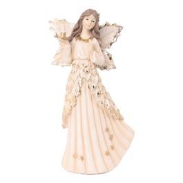 Anjo Decorativo Em Resina Rosa / Ouro
