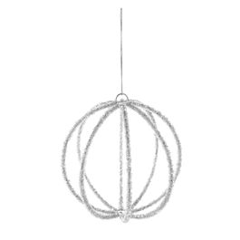 Enfeite Bola Com Glitter Prata