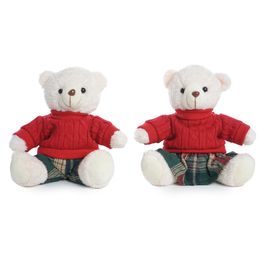 Urso Decorativo Com Suéter Branco / Vermelho