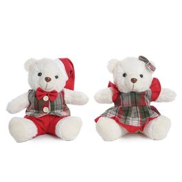 Urso Decorativo Pelúcia Branco / Vermelho