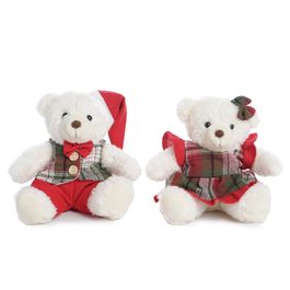 Urso Decorativo Pelúcia Branco / Vermelho