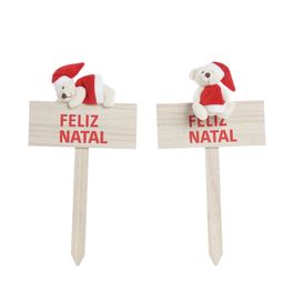Placa Decorativa Madeira Vermelho / Branco