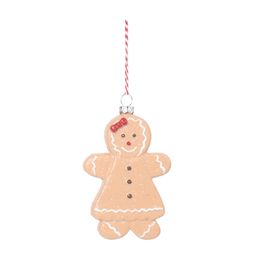 Enfeite Para Pendurar Gingerbread Bege / Branco