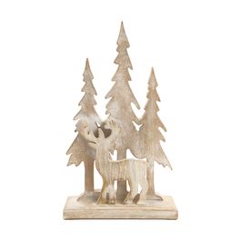 Arvore De Madeira Com Rena Branco