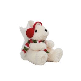 Urso Decorativo Pelúcia Branco / Vermelho