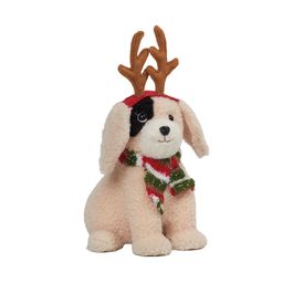 Cachorro Decorativo Em Resina Bege / Vermelho