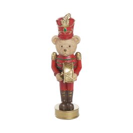 Urso Decorativo Soldado De Chumbo Vermelho / Ouro