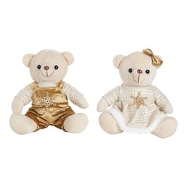 Urso Decorativo Pelúcia Marrom / Branco
