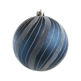 Enfeite Bola Listrada Azul Escuro