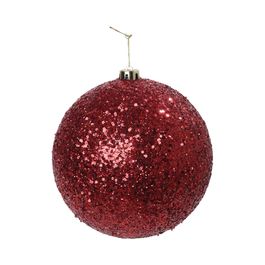 Enfeite Bola Com Glitter Vermelho Escuro