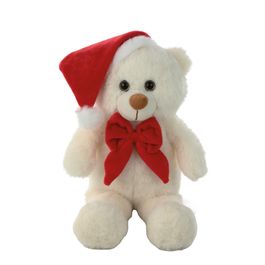 Urso De Pelucia Com Laço Marfim / Vermelho