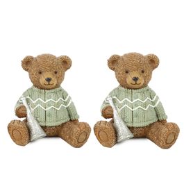 Urso Decorativo Resina Verde / Marrom