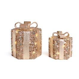 Caixa De Presente Decorativa Com Led Champagne