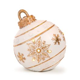Enfeite Bola Trabalhada Branco / Dourado