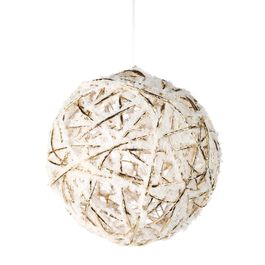 Enfeite Bola Rattan Cru / Branco