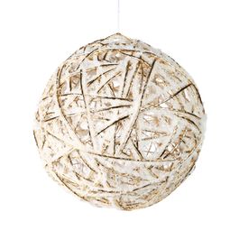 Enfeite Bola Rattan Cru / Branco