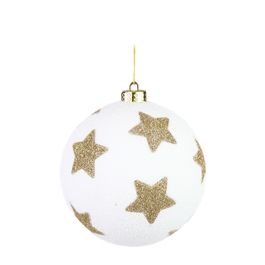 Enfeite Bola Com Estrelas Branco