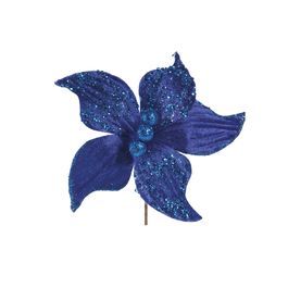 Flor Decorativa Poinsetia Azul Escuro