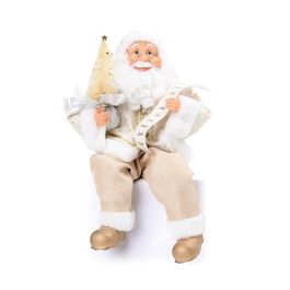 Papai Noel Decorativo Com Pergaminho Ouro / Branco