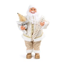 Papai Noel Decorativo Com Pergaminho Ouro / Branco
